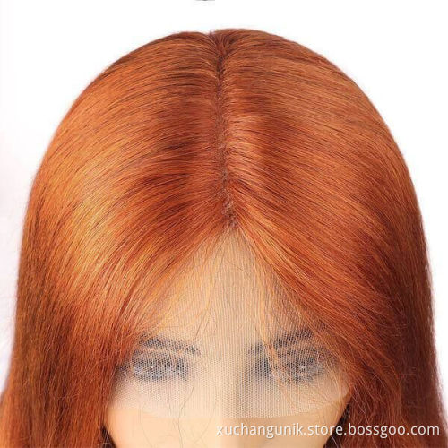 Uniky Brazilian Raw Virgin Hair colored Ginger Lace Front Wig Pre plucked Ginger Orange Hd Lace Human Hair Wigs with Baby Hair